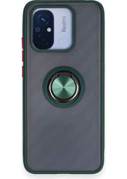 Newface Xiaomi Redmi 12C Kılıf Montreal Yüzüklü Silikon Kapak - Yeşil