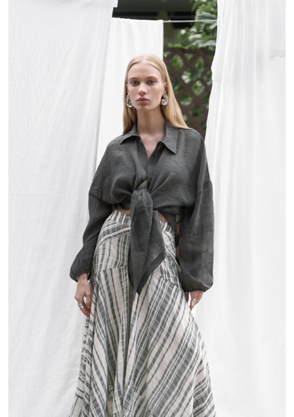 Peigi Çizgili Parçalı Siyah Midi Etek fiyatları