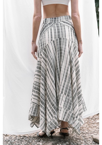 Peigi Çizgili Parçalı Siyah Midi Etek indirimleri