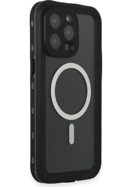Newface iPhone 15 Pro Kılıf Red Pepper Magneticsafe Su Geçirmez Kılıf - Siyah-Gri