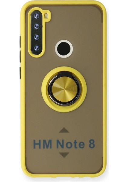 Newface Xiaomi Redmi Note 8 Kılıf Montreal Yüzüklü Silikon Kapak - Sarı