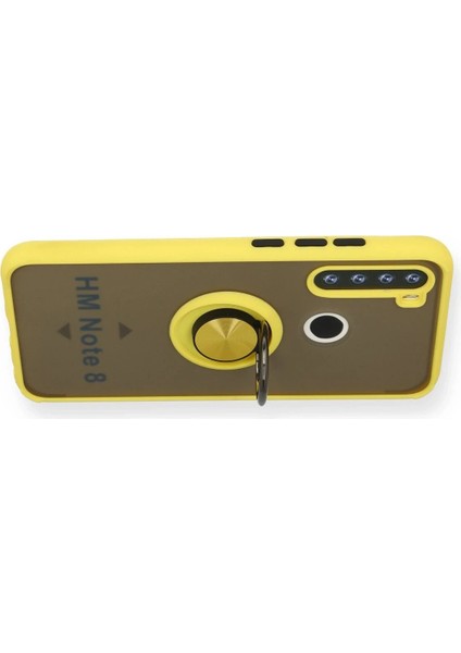 Newface Xiaomi Redmi Note 8 Kılıf Montreal Yüzüklü Silikon Kapak - Sarı modelleri