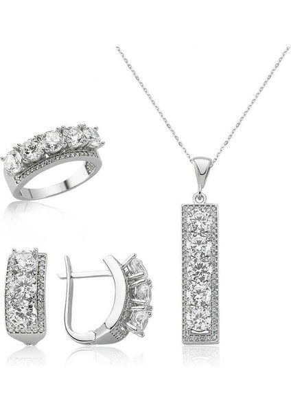 Gümüş 5 Taş Bayan Set