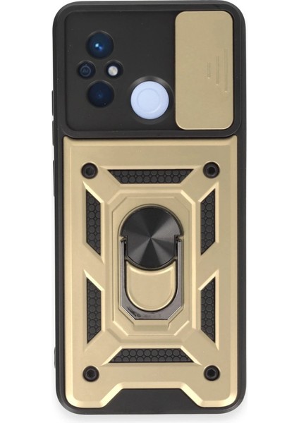 Newface Xiaomi Redmi 12C Kılıf Pars Lens Yüzüklü Silikon - Gold
