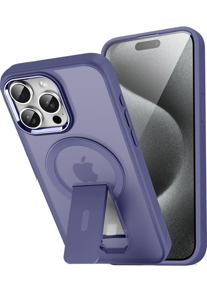 Newface iPhone 14 Pro Tork Magsafe Standlı Kapak - Derin Mor