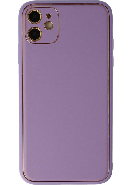 Newface iPhone 12 Kılıf Coco Deri Silikon Kapak - Lila
