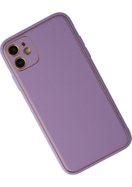 Newface iPhone 12 Kılıf Coco Deri Silikon Kapak - Lila