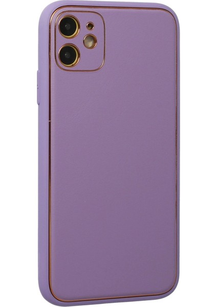 Newface iPhone 12 Kılıf Coco Deri Silikon Kapak - Lila