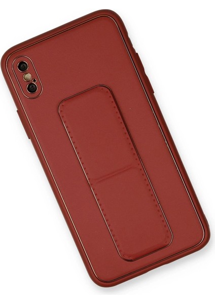 Newface iPhone Xs Max Kılıf Coco Deri Standlı Kapak - Fuşya