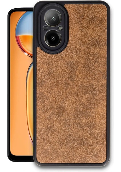 Newface Realme 12 Lite Kılıf Aras Deri Kapak - Taba