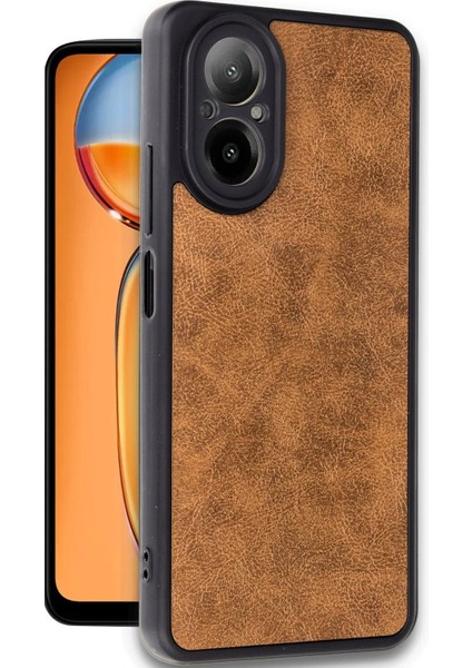 Newface Realme 12 Lite Kılıf Aras Deri Kapak - Taba