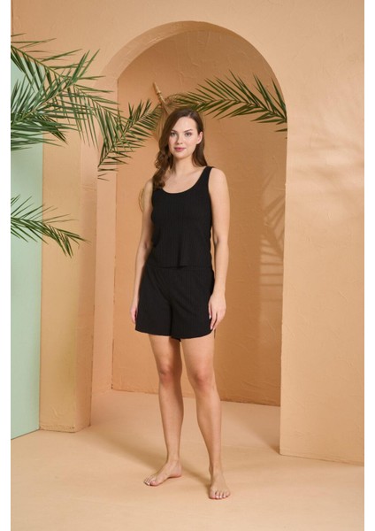 Kadın Siyah Şort Takım 27021