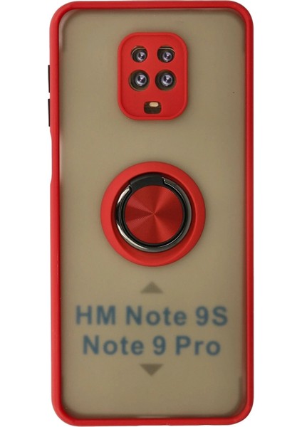 Newface Xiaomi Redmi Note 9 Pro Kılıf Montreal Yüzüklü Silikon Kapak - Kırmızı