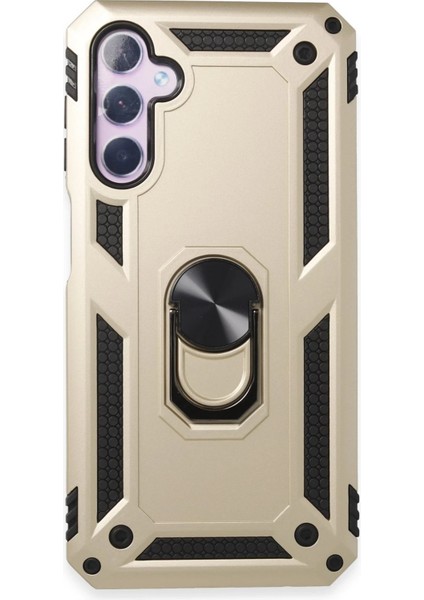 Newface Samsung Galaxy A24 4g Kılıf Sofya Yüzüklü Silikon Kapak - Gold