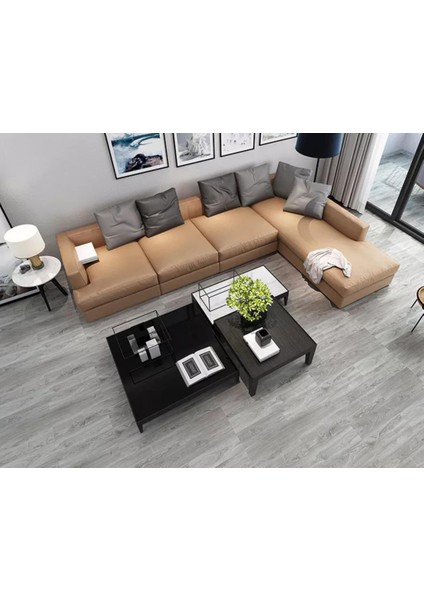 Yapışkanlı Gri Ahşap Esnek Zemin Yer Duvar Döşeme Parke NWYP09