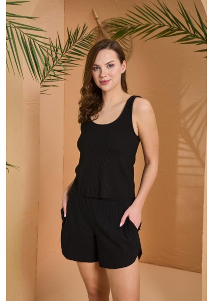 Kadın Siyah Şort Takım 27021 modelleri