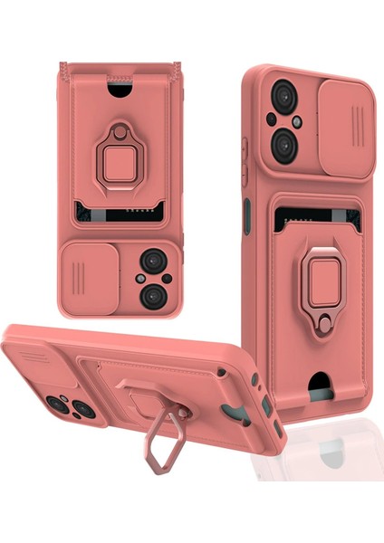 Newface Xiaomi Poco M5 Kılıf Zuma Kartvizitli Yüzüklü Silikon - Pembe