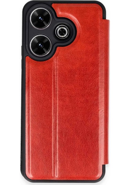 Newface Xiaomi Redmi 13 4g Kılıf Flip Cover - Kırmızı