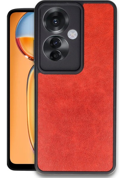 Newface Oppo Reno 11F Kılıf Aras Deri Kapak - Kırmızı