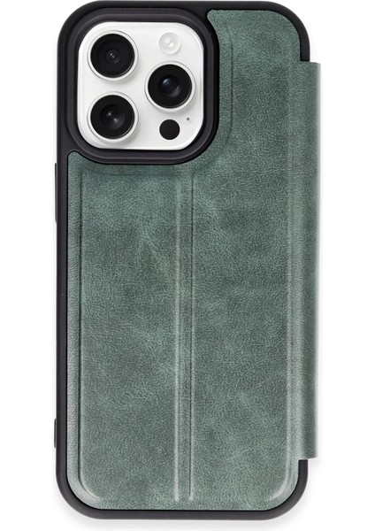 Newface iPhone 14 Pro Max Kılıf Flip Cover - Koyu Yeşil