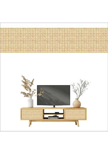 Hasır Rattan Desenli Kendinden Yapışkanlı Laminasyonlu Dolap, Şifonyer, Komodin Kaplama Folyosu