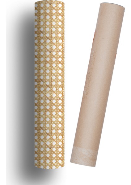 Hasır Rattan Desenli Kendinden Yapışkanlı Laminasyonlu Dolap, Şifonyer, Komodin Kaplama Folyosu