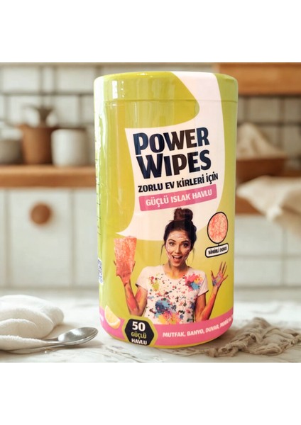 Power Wipes – Zorlu Ev Kirleri Temizleyici Islak Havlu (50 Adet)