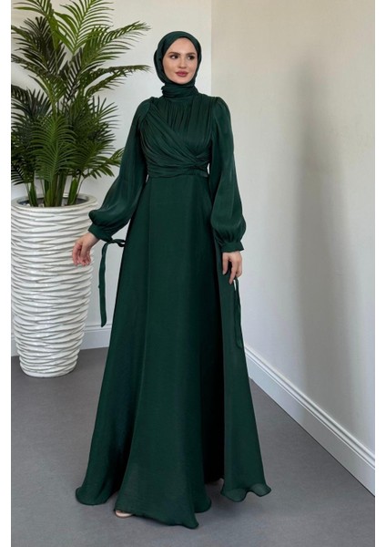 Clemente Yandan Dolama Jan Jan Abiye Zümrüt Yeşili modelleri