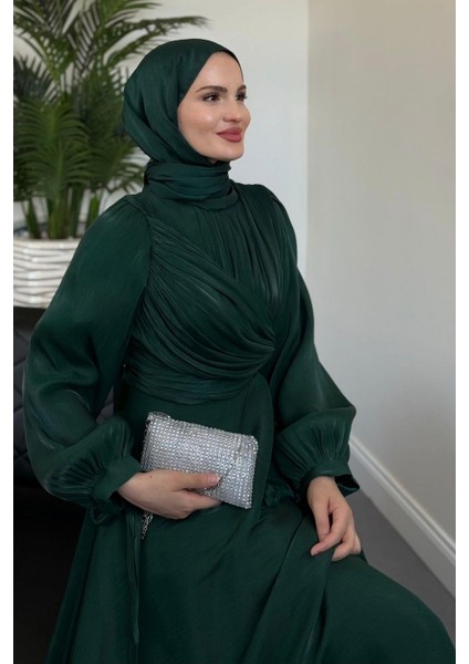 Clemente Yandan Dolama Jan Jan Abiye Zümrüt Yeşili indirimleri