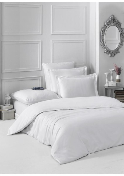 Saten Nevresim Takımı Tek Kişilik Sütlü -160X220