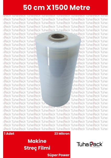 Makine Streç Filmi 50CM x 1500M Şeffaf 23 Mikron (1 Adet) - Süper Power Palet Streçi