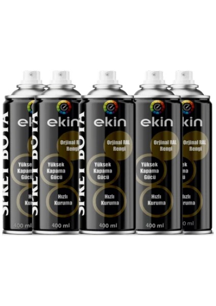 400 ml Sprey Boya Parlak Siyah Renk 5 Adet