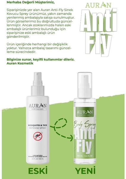 Anti-Fly Sinek, Sivrisinek, Kene ve Haşere Kovucu, Vücut Koruyucu, Bitkisel Sinek Savar Sprey 100ML
