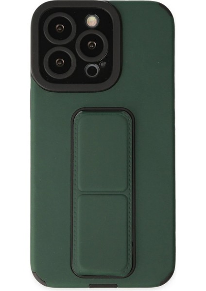 Newface iPhone 13 Pro Max Kılıf Mega Standlı Silikon - Yeşil