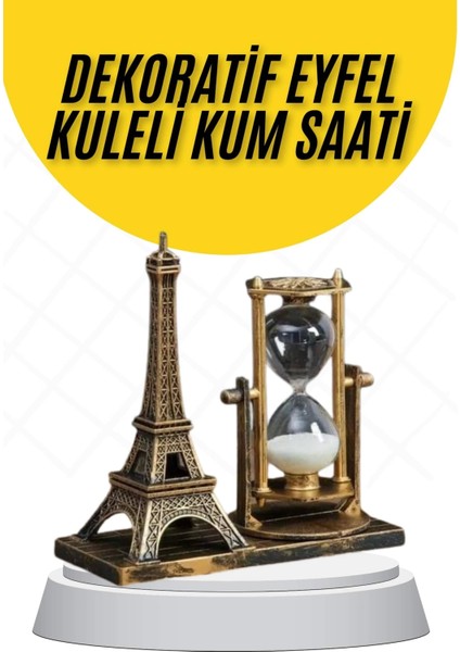 Dekoratif Eyfel Kulesi ve Kum Saati Vintage Tarzı Masa Süsü Biblo