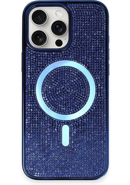 Newface iPhone 16 Pro Kılıf Diamond Magsafe Kapak - Lacivert