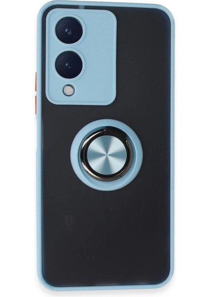 Newface Vivo Y17S Kılıf Montreal Yüzüklü Silikon Kapak - Buz Mavi