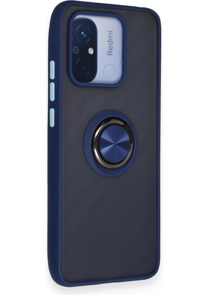 Newface Xiaomi Redmi 12C Kılıf Montreal Yüzüklü Silikon Kapak - Lacivert