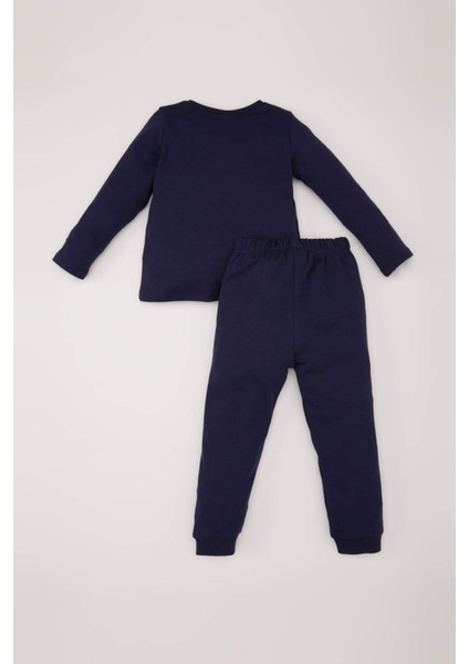 Kız Bebek Pijama Takımı Uzay Baskılı Uzun Kollu Üst Beli Lastikli Uzun Alt D9073A525SP