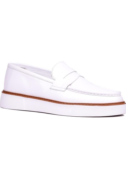 - Beyaz Deri Bağcıksız Erkek Günlük Ayakkabı 101-083 fiyatları