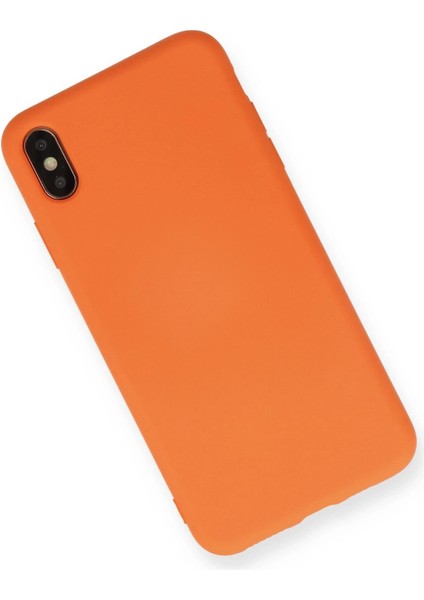Newface iPhone Xs Max Kılıf Nano Içi Kadife Silikon - Turuncu