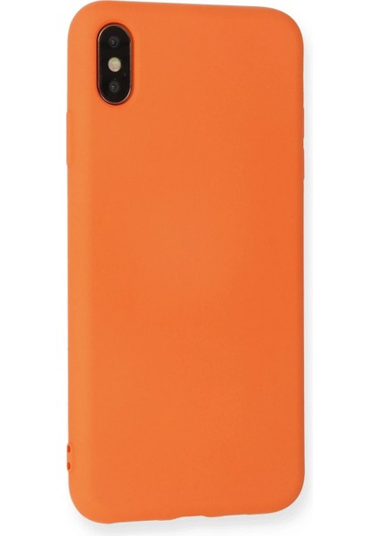 Newface iPhone Xs Max Kılıf Nano Içi Kadife Silikon - Turuncu