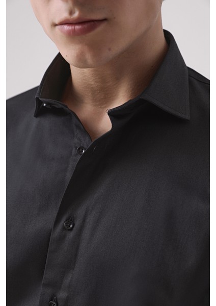 Ds Damat Slim Fit Siyah Düz Gömlek fırsatları