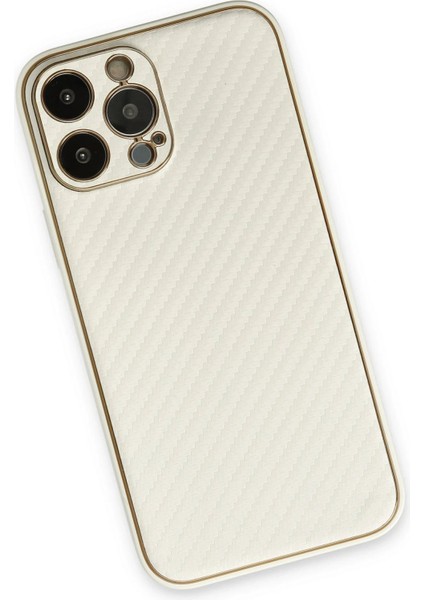 Newface iPhone 13 Pro Max Kılıf Coco Karbon Silikon - Beyaz