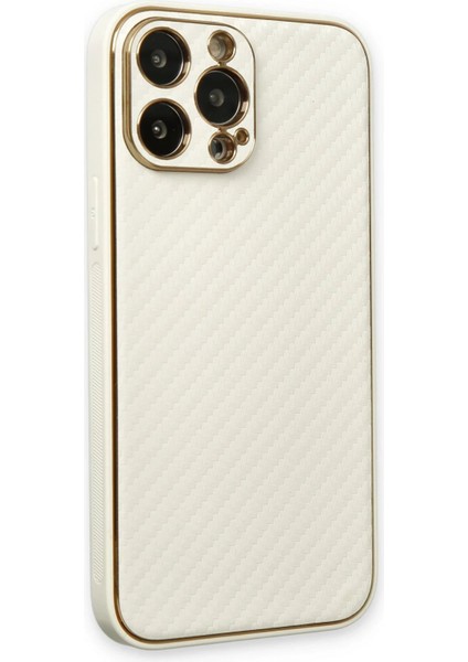Newface iPhone 13 Pro Max Kılıf Coco Karbon Silikon - Beyaz