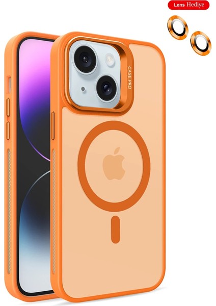 Joko iPhone 14 Kılıf Flet Lens Magsafe Kapak - Turuncu