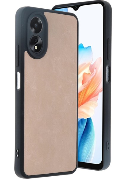 Newface Oppo A38 Kılıf Aras Deri Kapak - Pudra