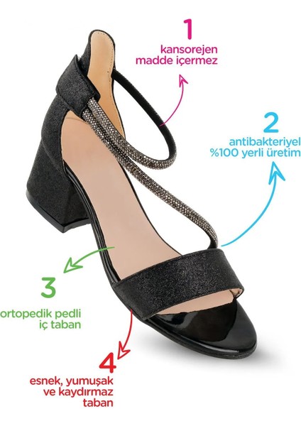 Kum Simli Günlük Kız Çocuk 4 cm Topuklu Sandalet Abiye Ayakkabı