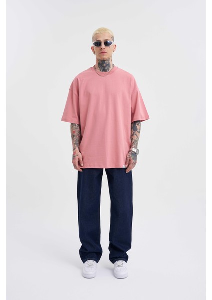 Erkek Basic Super Pamuklu Oversize Mercan Tişört modelleri