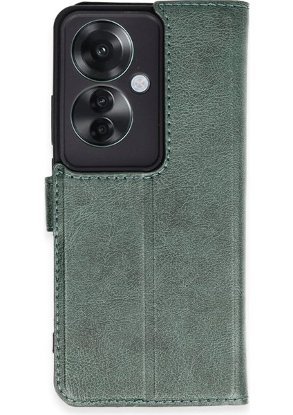 Newface Oppo Reno 11F Kılıf Trend S Plus Kapaklı Kılıf - Yeşil